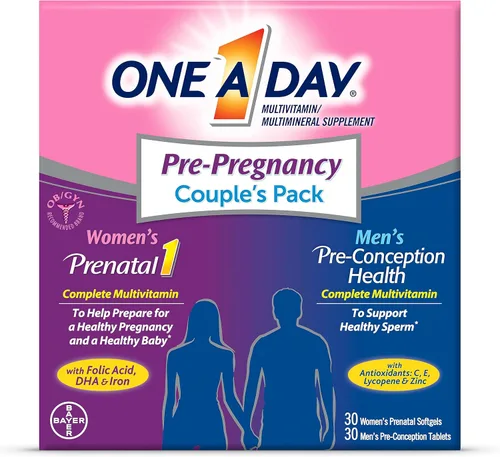 One A Day Multivitamínico Prenatal en Cápsulas Blandas para Hombres y Mujeres incluyendo Vitaminas A, Vitamina C, Vitamina D, B6, B12, Ácido Fólico