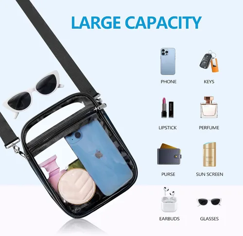 Miniatura 4 de Paxiland Clear Bag for Stadium Events Clear Purse Transparent Handbag for Sports Concerts Work Festival