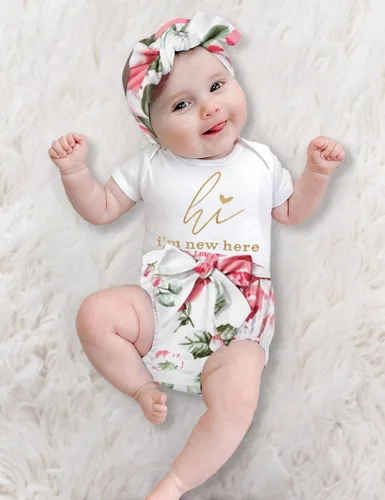 Miniatura 2 de Ropa para bebé recién nacida, conjunto de mameluco de arcoíris, conjunto corto de verano para hermana pequeña, 3 piezas