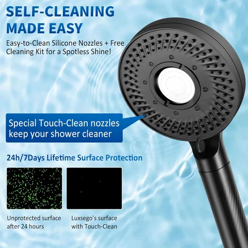 Miniatura 2 de Cabezal de ducha de alta presión con filtros para agua dura, cabezal de ducha de lluvia con rociador de mano para limpiar bañera, esquina, mascota
