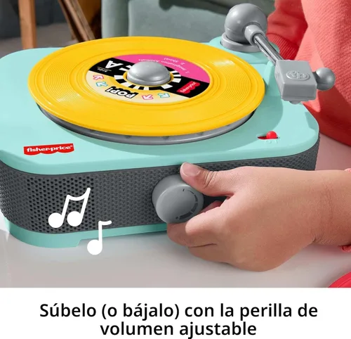 Miniatura 5 de Fisher-Price Juguete Musical Deluxe Rockin' Record Player Mesa Giradiscos de Juguete con 6 Álbumes para Juego Preescolar Más Álbum Exclusivo