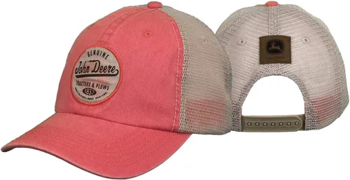 John Deere Tractors - Gorra de parche para mujer, color marfil y coral, Marfil y Coral