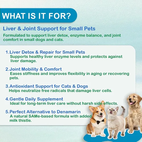 Miniatura 2 de Same 90 para perros y gatos - Suplemento de apoyo hepático con cardo mariano - Ayuda con la salud de las articulaciones, desintoxicación hepática