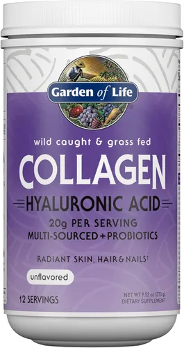 Miniatura 2 de Garden of Life Paquete de remolacha de colágeno: ácido hialurónico de colágeno multifuente sin sabor, 12 porciones + remolacha orgánica