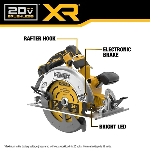 Miniatura 6 de DEWALT Sierra circular inalámbrica sin escobillas de 20 V MAX XR de 7-1/4 pulgadas, solo herramienta (DCS590B)
