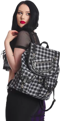 Miniatura 2 de Lost Queen Yamy - Mochila de mano con cordón y diseño de calavera, Negroblanco, Cordón