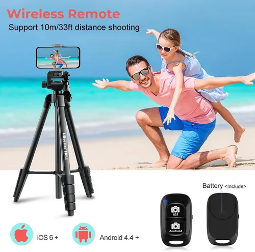Miniatura 6 de UBeesize Trípode de cámara de 54 pulgadas, trípodes para teléfono para iPhone con bolsa, soporte de viaje con control remoto compatible con iPhone