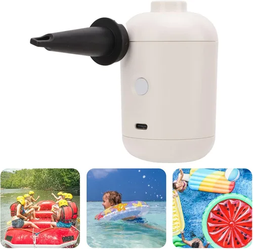 Miniatura 5 de Bomba de aire eléctrica, inflador portátil recargable por USB con 4 boquillas, DC 5V 2A llenado rápido para colchón de aire, cojines, barcos, piscina