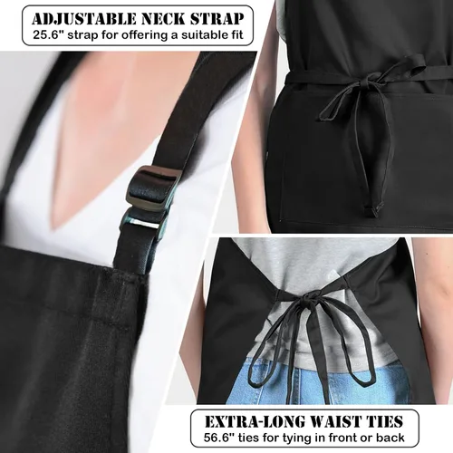 Miniatura 4 de Adjustable Neck Bib Apron with Pocket for Men Women, Waterproof Aprons Gifts for Kitchen Baking Chef Painting Gardening