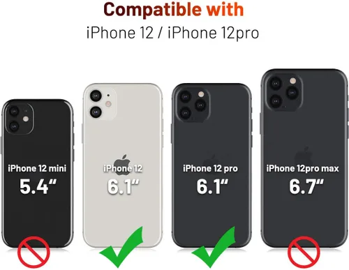 Miniatura 2 de OCASE Compatible con iPhone 12 Case/Compatible con iPhone 12 Pro Wallet Case, funda tipo cartera de piel sintética con tapa y tarjeteros con bloqueo