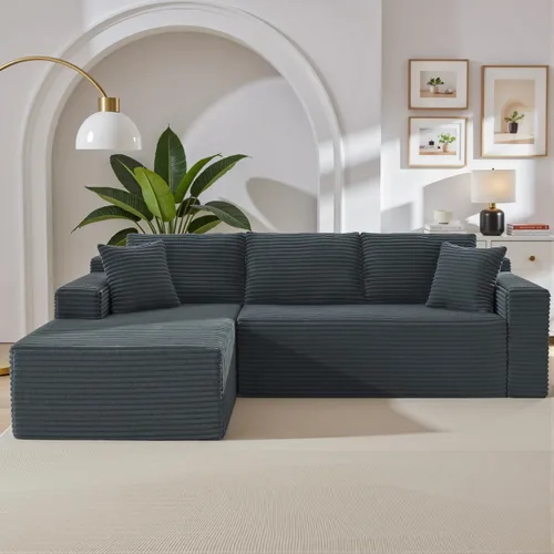 Miniatura 8 de Sofá seccional modular de 110", sofá seccional Cloud con asiento profundo, sofás tapizados sin huesos para sala de estar, sofá modular moderno