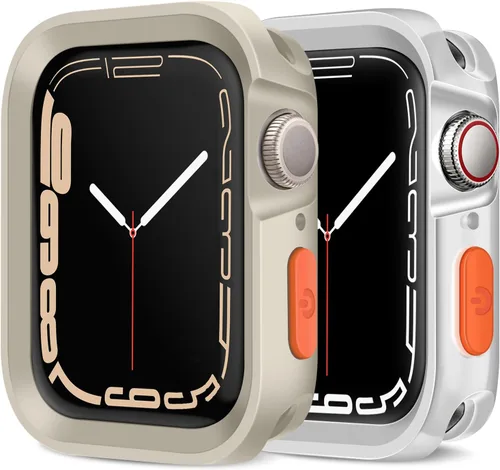 Miniatura 25 de Amizee Paquete de 2 fundas resistentes compatibles con Apple Watch Series 9/8/7 de 1.772 pulgadas, SE 3/2/1 Series 6/5/4 de 1.732 pulgadas, TPU