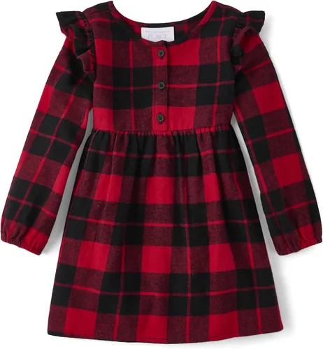 Miniatura 32 de The Children's Place Vestido diario estampado de manga larga para niñas de talla única y niños pequeños
