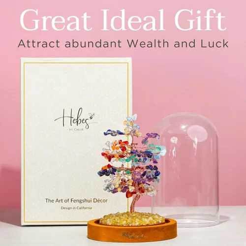 Miniatura 2 de Árbol de la vida de cristal curativo de 7 chakras hecho a mano para decoración del hogar y la oficina, árbol bonsái de dinero Feng Shui