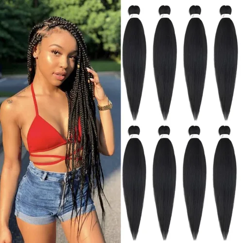 Miniatura 72 de Extensiones de cabello trenzado morado preestiradas, 20 pulgadas, 2 piezas de cabello sintético trenzado para niñas y mujeres, fiesta, disfraz