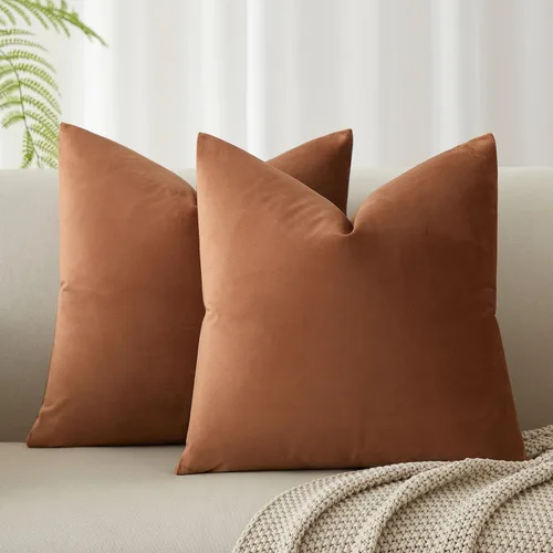 Miniatura 58 de Juspurbet - Juego de 2 fundas decorativas de terciopelo para cojines, fundas suaves para sofá, cama o sillón con cremallera oculta, para sala