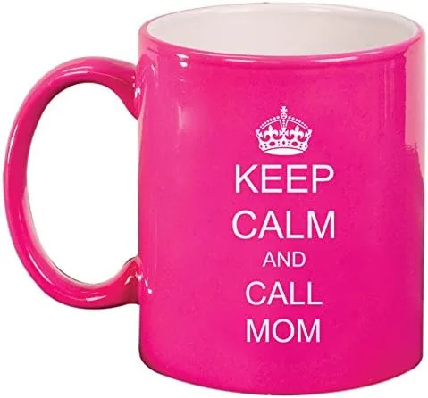 Miniatura 2 de Taza de cerámica con texto en inglés "Keep Calm and Call Mom", color negro