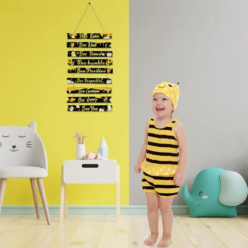 Miniatura 5 de Jetec Placa de Decoración de Abeja Regalo Letrero de Abeja Reglas de Colmena Decoración de Pared Adorno de Margarita de Navidad para Navidad Hogar