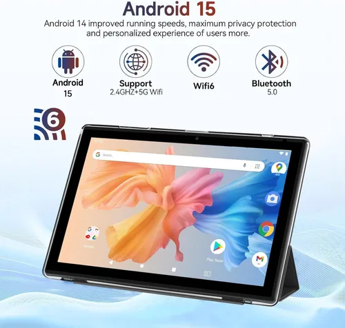 Miniatura 2 de Tablet Android 15, 10 pulgadas 12 GB RAM+64 GB ROM/1 TB (máx.), tabletas 2 en 1 con funda de teclado y mouse Stylus, procesador de cuatro núcleos