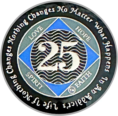 Miniatura 9 de (Años 1-55) NA Medallón de 7 años, plata, chapado en color azul, narcóticos cubiertos de epoxi Moneda anónima (NA 7 años medallón)