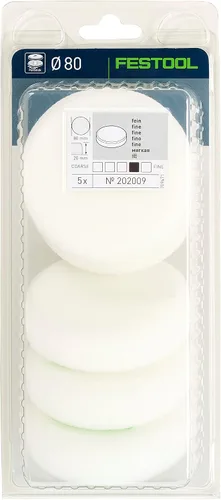 Miniatura 3 de Festool 202009 D80 Esponjas de pulido finas blancas, paquete de 5