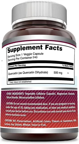 Miniatura 3 de Amazing Formulas - Quercetina 500 mg en cápsulas vegetales Suplemento sin OMG Sin gluten Promueve la salud general y el bienestar