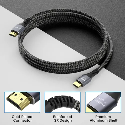 Miniatura 2 de Cable HDMI 2.1 8K de 2 pies, cable HDMI de alta velocidad con certificado real de 48 Gbps, cable trenzado, soporta 10K 8K @60Hz 4K @120Hz, eARC, HDR