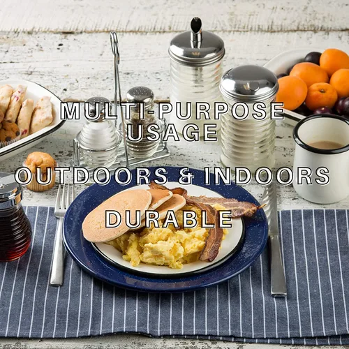 Miniatura 6 de TableCraft 80013 Colección Enamelware - Bandeja para servir, blanca con borde negro, porcelana sobre acero, del horno a la mesa, camping, casa