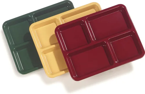 Miniatura 6 de Carlisle FoodService Products Bandeja de Cafetería / Comida Rápida para Mano Derecha de 4 Compartimentos, 8.5" x 11", Arándano Rojo Oscuro