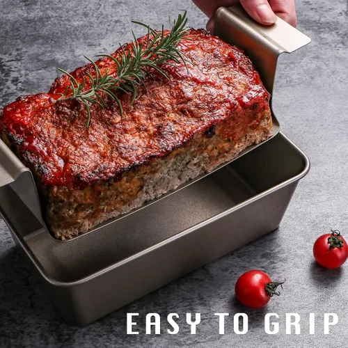 Miniatura 2 de HONGBAKE Sartén para pastel de carne con bandeja de drenaje, moldes para pan de 9 x 5 con inserto, pan de carne antiadherente para hornear, reduce