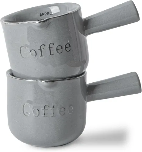 Miniatura 10 de KEMORELA Tazas de café espresso de cerámica con boquillas y asas, marcas de 3 onzas y 3.0 fl oz, chupitos de espresso, cerámica duradera resistente