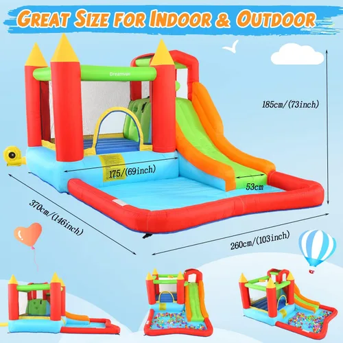 Miniatura 3 de AKEYDIY Casa de rebote inflable para niños grandes de 3 a 10 años, casa de rebote para exteriores e interiores con tobogán, casa de salto con aro