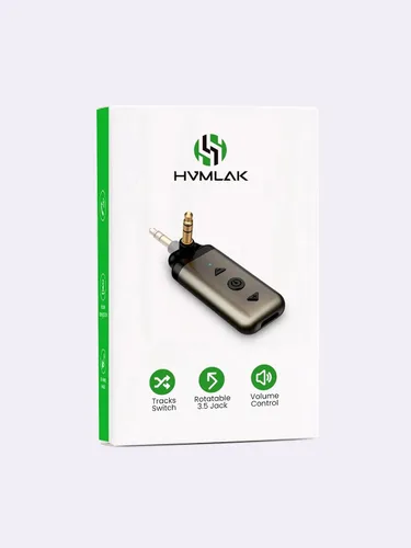 Miniatura 9 de HVMLAK Air88 Bluetooth 5.4 Adaptador Aux, conector de 3.5mm giratorio 180°, para estéreo de coche y hogar, llamadas manos libres, batería de 12