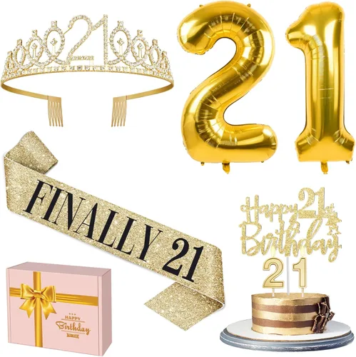 Miniatura 60 de Decoraciones doradas de 70 cumpleaños para mujer con banda y tiara de cumpleaños 70, adorno para pastel y velas, globos de números, regalos de 70