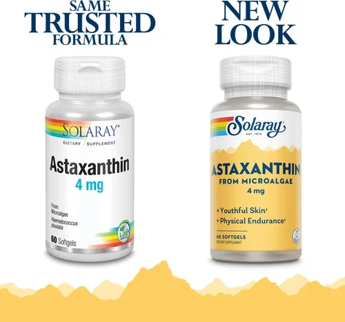 Miniatura 2 de SOLARAY Astaxantina 4 mg Antioxidante Ojo saludable, piel, función cardiovascular y apoyo articular 60 cápsulas blandas