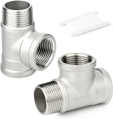 Miniatura 24 de TAISHER 2 piezas de accesorios de tubo en T de acero inoxidable 304, accesorios de tubo hembra NPT de 1-1/2" x 1-1/2" x 1-1/2