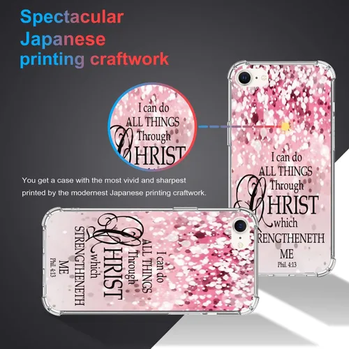 Miniatura 5 de Funda protectora para iPhone SE 3 / SE 2/7/8 con versículo bíblico [ajuste delgado y cobertura completa] parachoques compatible con teléfono 8/7/SE