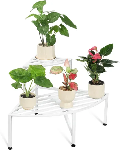 Miniatura 12 de Dipion Paquete de 2 soportes de metal para plantas al aire libre, estantes para plantas de interior, 1 nivel resistentes para múltiples plantas, 26