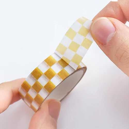 Miniatura 4 de BWESOO Cinta decorativa Washi cinta adhesiva compacta con patrón de tablero de ajedrez, cinta de papel DIY resistente a la decoloración para artes