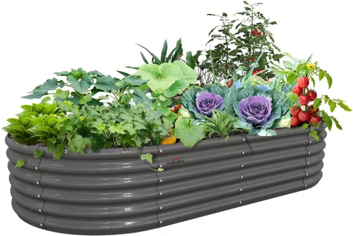 Miniatura 18 de A ANLEOLIFE Paquete de 2 camas de jardín elevadas galvanizadas de 3 pies x 24 pulgadas de alto para exteriores, jardinera redonda de metal