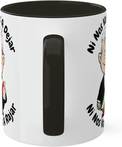 Miniatura 7 de AMLO - Taza de café Ni Nos Vamos A Dejar Ni Nos Vamos A Rajar con divertidos dibujos animados Muñeco AMLITO Taza de cerámica blanca brillante