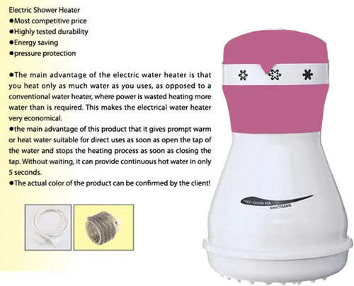 Miniatura 2 de Calentador de cabezal de ducha eléctrico de 5400 W, calentador de agua instantáneo, ducha eléctrica, 110 V, calentador de agua sin tanque, eléctrico