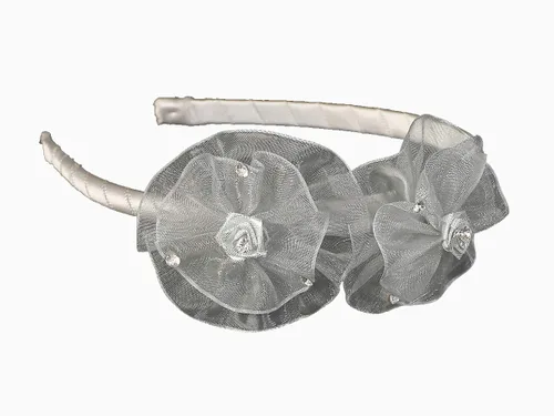 Miniatura 6 de Diadema de organza con lazo y diamantes de imitación (borgoña)