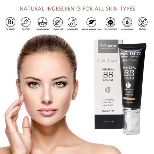 Miniatura 2 de Bellaterra Cosmetics BB Cream – Hidratante con color y base mineral, tono oscuro 108 – Ligero, sin aceite, cobertura acumulable, acabado mate, 42.5