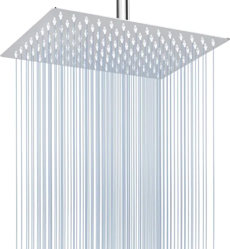 Miniatura 23 de Voolan - Regadera tipo lluvia de metal, cuadrada, de alto flujo, cobertura de cuerpo completo en cascada, montaje universal para techo o pared