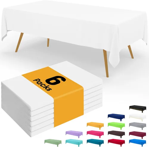 Miniatura 44 de Smiry - Juego de 6 manteles desechables, 54 x 78 pulgadas, manteles impermeables rectangulares para fiestas, cubierta de mesa de plástico
