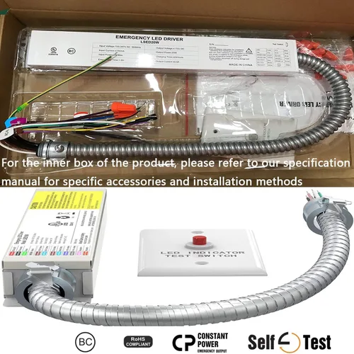Miniatura 6 de Controlador de emergencia LED de 20 W, 100-347 VCA 175 V CC, tiempo de emergencia de más de 90 minutos, batería de reserva recargable