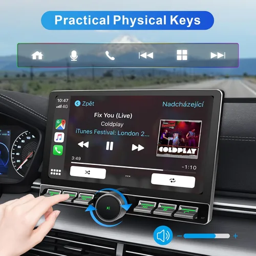 Miniatura 4 de Radio Android Single DIN inalámbrica Carplay Android Auto 8-Core 10.1 pulgadas pantalla táctil estéreo de coche con pantalla táctil flotante