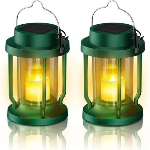 Miniatura 11 de Farol solar para uso en interiores y exteriores, luces solares colgantes con vela parpadeante realista sin llama, resistente a la intemperie