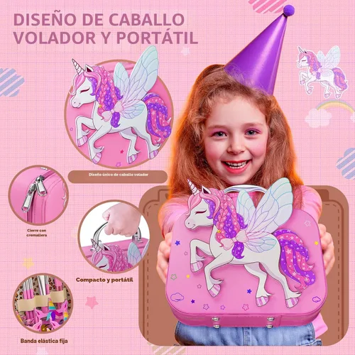 Miniatura 3 de Beayuck Kit de Maquillaje para Niñas - Kit de Juguetes de Maquillaje para Niñas, Conjunto de Cosméticos Reales Lavables con Estuche